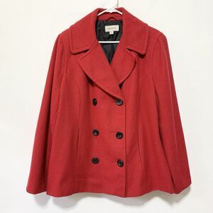 Merona Women's Red Coat Wool Blend Double Buttons Size 2